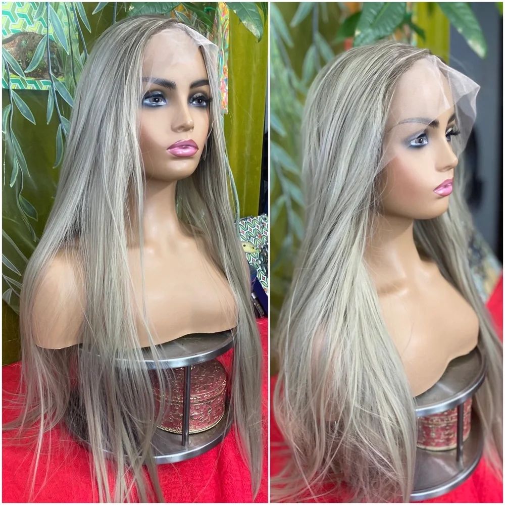 lace front rooted ash blonde wig
